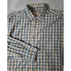 Schmidt Workwear Button Up Shirt Mens XL Tall Blue Yellow Plaid  Flannel